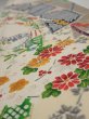 Photo5: 2Z07z40  Japanese Kimono Silk  FABRIC Flowers, Noshi Off-white 60.6x7.1 (5)