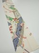 Photo2: 2Z09z60  Japanese Kimono Silk  FABRIC Flowers, Noshi Off-white 79.5x7.1 (2)