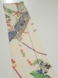 Photo3: 2Z10z30  Japanese Kimono Silk  FABRIC Flowers, Noshi Off-white 36.2x7.1 (3)