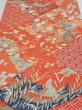 Photo1: 2Z01z80  Japanese Kimono Silk  FABRIC Maple Orangered 54.3x14.2 (1)