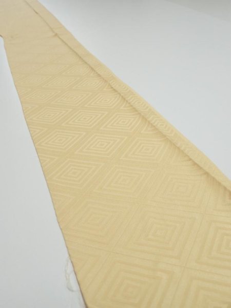 Photo1: 2Z07z40  Japanese Kimono Silk  FABRIC  Light yellow 55.9x7.1 (1)