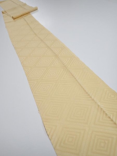 Photo1: 2Z09z50  Japanese Kimono Silk  FABRIC  Light yellow 76.4x7.1 (1)