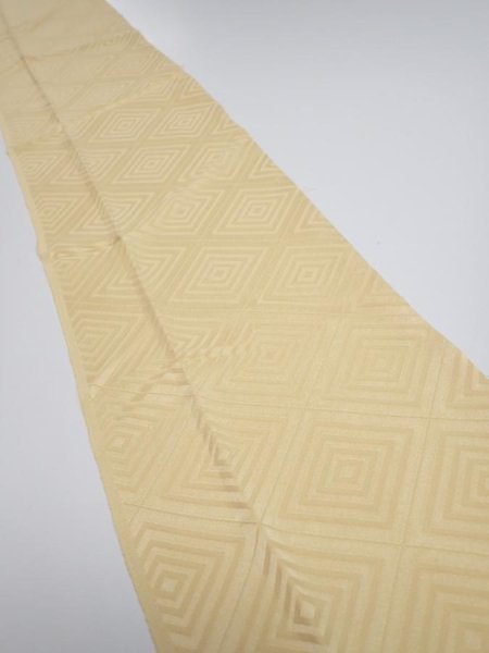 Photo1: 2Z10z30  Japanese Kimono Silk  FABRIC  Light yellow 36.2x7.1 (1)