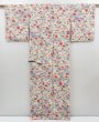 Photo7: 4311T01z980  Japanese Kimono Silk KOMON Chrysanthemum Off-white (7)