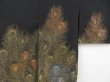 Photo3: 4311T07z530 Vintage Japanese Kimono Silk HITOE HAORI Peacock feather Black (3)