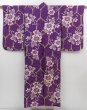 Photo1: 4311T11z600 Antique Japanese Kimono Blend silk KOMON Flower Grape (1)