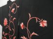 Photo2: 4316T03z640 Vintage Japanese Kimono Silk HAORI Flower Black (2)