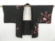 Photo5: 4316T03z640 Vintage Japanese Kimono Silk HAORI Flower Black (5)