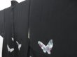 Photo2: 4316T05z570 Vintage Japanese Kimono Silk HAORI Butterfly Black (2)