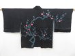 Photo1: 4316T07z500 Vintage Japanese Kimono Silk HAORI Plum blossom Black (1)