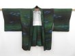 Photo6: 4316T08z560 Vintage Japanese Kimono Silk HAORI Cloud Dark green (6)