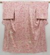 Photo1: 4316T12z900 Vintage Japanese Kimono Silk TSUKESAGE Butterfly Dull pink (1)