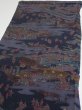 Photo3: 2i02z70  Japanese Kimono Crepe Silk  FABRIC Edo era Dark navy 40.9x14.0 (3)