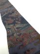 Photo1: 2i10z40  Japanese Kimono Crepe Silk  FABRIC Edo era Dark navy 37.8x6.9 (1)