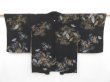 Photo1: 4324T06z560 Vintage Japanese Kimono Silk HAORI Chrysanthemum Black (1)