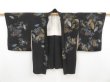 Photo6: 4324T06z560 Vintage Japanese Kimono Silk HAORI Chrysanthemum Black (6)