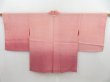 Photo1: 4324T07z230 Vintage Japanese Kimono Silk See through HAORI Plants Pink (1)