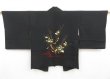 Photo1: 4324T08z560 Vintage Japanese Kimono Silk HAORI Sakura Black (1)