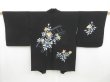 Photo1: 4324T10z570 Vintage Japanese Kimono Silk HAORI Flower Black (1)