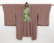 Photo5: 4324T11z670 Vintage Japanese Kimono Silk HAORI Plain Light brown (5)