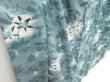 Photo3: 4325T06z890 Vintage Japanese Kimono Silk KOMON Leaf Dull cyan (3)