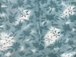 Photo5: 4325T06z890 Vintage Japanese Kimono Silk KOMON Leaf Dull cyan (5)