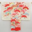 Photo1: 4325T11z310 Vintage Japanese Kimono Silk Girl's  Flying crane Off-white (1)