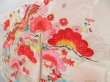 Photo2: 4325T11z310 Vintage Japanese Kimono Silk Girl's  Flying crane Off-white (2)