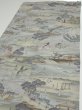 Photo3: 2K01z70  Japanese Kimono Crepe Silk  FABRIC Edo era Light gray 41.7x14.8 (3)