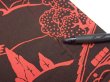 Photo6: 2K05z90  Japanese Kimono Silk  FABRIC Old house Dark brown 66.1x14.4 (6)