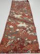 Photo5: 2K01z60  Japanese Kimono Silk  FABRIC Peacock Red-Brown 40.2x14.6 (5)