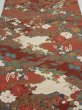 Photo1: 2K02z60  Japanese Kimono Silk  FABRIC Peacock Red-Brown 39.4x14.6 (1)