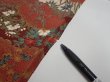 Photo5: 2K02z60  Japanese Kimono Silk  FABRIC Peacock Red-Brown 39.4x14.6 (5)