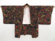 Photo5: 4326T06z580 Vintage Japanese Kimono Silk HAORI  Dark yellow Black (5)