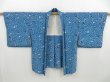 Photo6: 4326T08z610 Vintage Japanese Kimono Silk HAORI Leaves Blue (6)