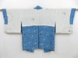 Photo7: 4326T08z610 Vintage Japanese Kimono Silk HAORI Leaves Blue (7)