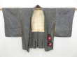 Photo5: 4326T09z550 Vintage Japanese Kimono Silk SHIBORI HAORI Flower Black (5)