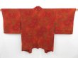 Photo1: 4326T11z570 Vintage Japanese Kimono Silk HAORI Flowers Dark red (1)