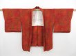 Photo5: 4326T11z570 Vintage Japanese Kimono Silk HAORI Flowers Dark red (5)