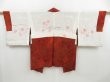 Photo6: 4326T11z570 Vintage Japanese Kimono Silk HAORI Flowers Dark red (6)