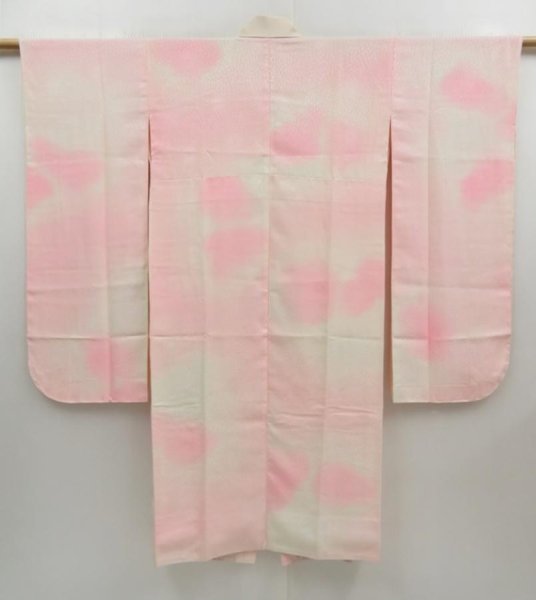 Photo1: 4331T04z690 Vintage Japanese Kimono Silk JUBAN Chrysanthemum Pink (1)