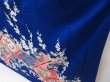 Photo4: 4331T10z1190  Japanese Kimono Silk FURISODE Flowers Royal blue (4)