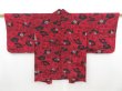 Photo1: 4401T03z450 Vintage Japanese Kimono Silk HAORI Flower Dark red (1)