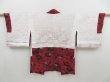 Photo7: 4401T03z450 Vintage Japanese Kimono Silk HAORI Flower Dark red (7)