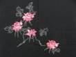 Photo3: 4401T05z590 Vintage Japanese Kimono Silk HAORI Flower Black (3)