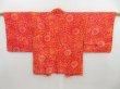 Photo1: 4401T10z400 Vintage Japanese Kimono Silk SHIBORI HAORI Flowers Tomato red (1)