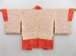 Photo7: 4401T10z400 Vintage Japanese Kimono Silk SHIBORI HAORI Flowers Tomato red (7)