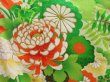 Photo7: 4402T02z1170 Vintage Japanese Kimono Silk FURISODE Peony Pistachio green (7)