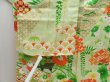 Photo8: 4402T02z1170 Vintage Japanese Kimono Silk FURISODE Peony Pistachio green (8)