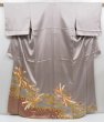 Photo1: 4402T05z980  Japanese Kimono Silk Artist work IROTOMESODE Ash purple (1)